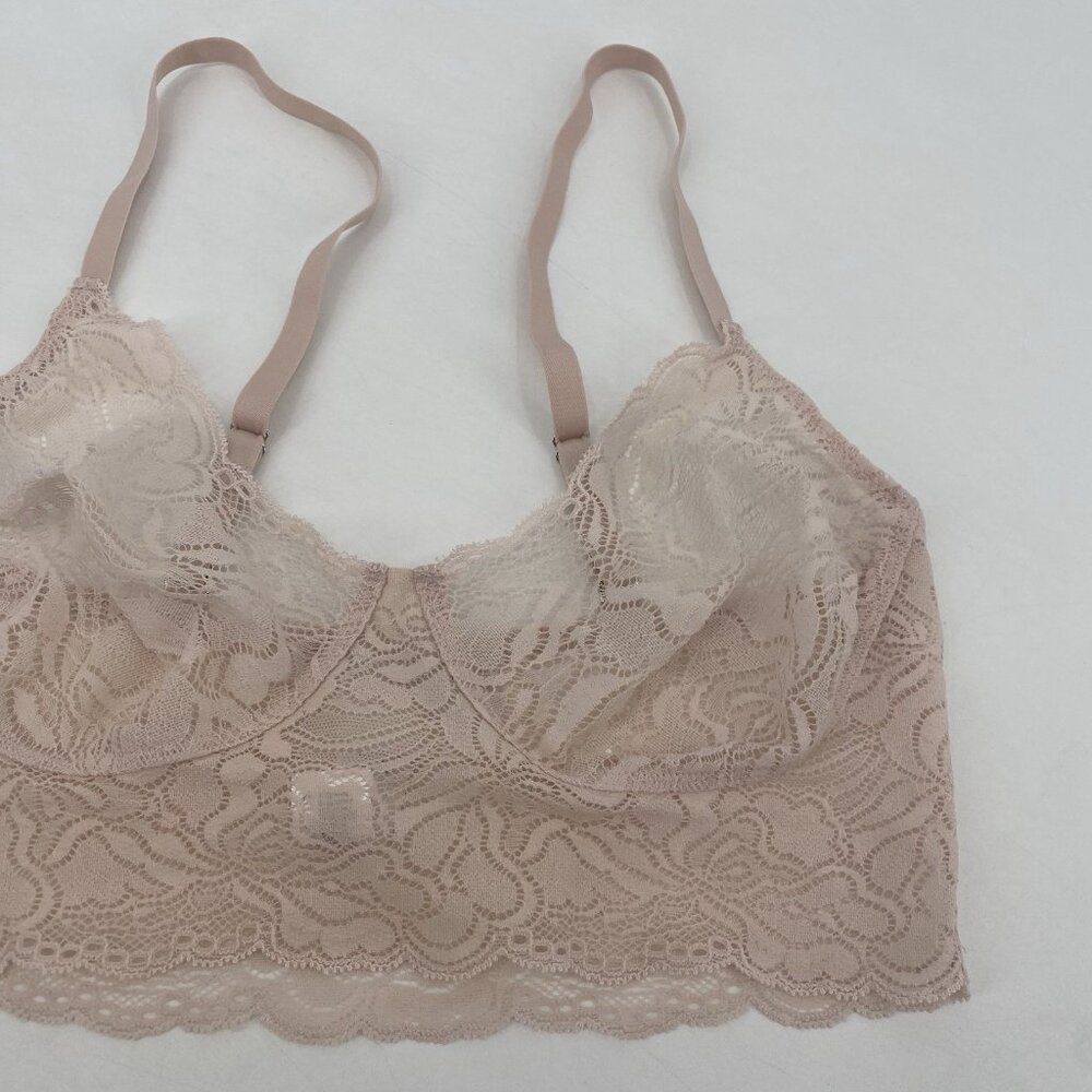 Hanro Size Small Lace Bralette Bra in Soft Pink Sheer US 6/8 - Picture 3 of 6